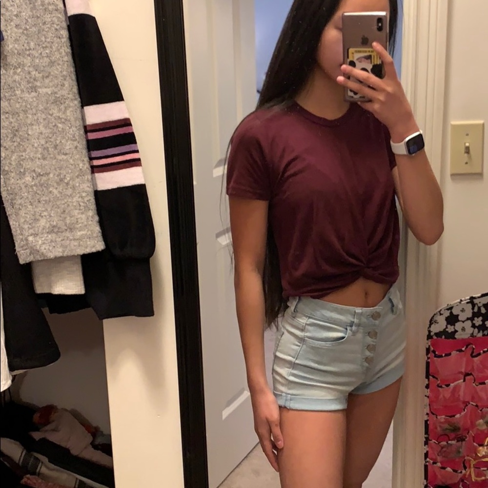 Light wash jean shorts